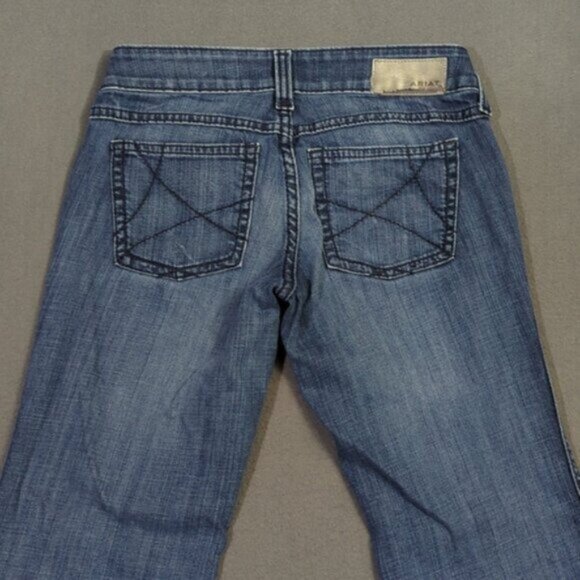 Ariat Jeans Women's 26R Blue Trouser Mid Rise Stretch Outseam Ella Wide Leg - Picture 2 of 13